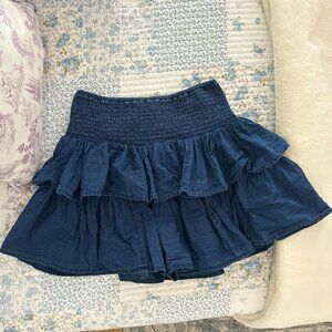 American Eagle Denim Ruffle Tiered Mini Skort – Size XS (Like New)